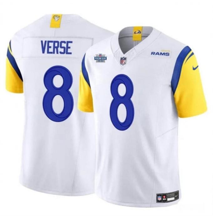 Men's Los Angeles Rams #8 Jared Verse White 2024 With Dradt F.U.S.E Vapor Untouchable Stitched Football Jersey