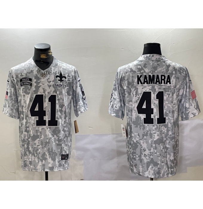 Men's New Orleans Saints #41 Alvin Kamara Arctic Camo 2024 FUSE Salute to Service Limited Stitched Jersey