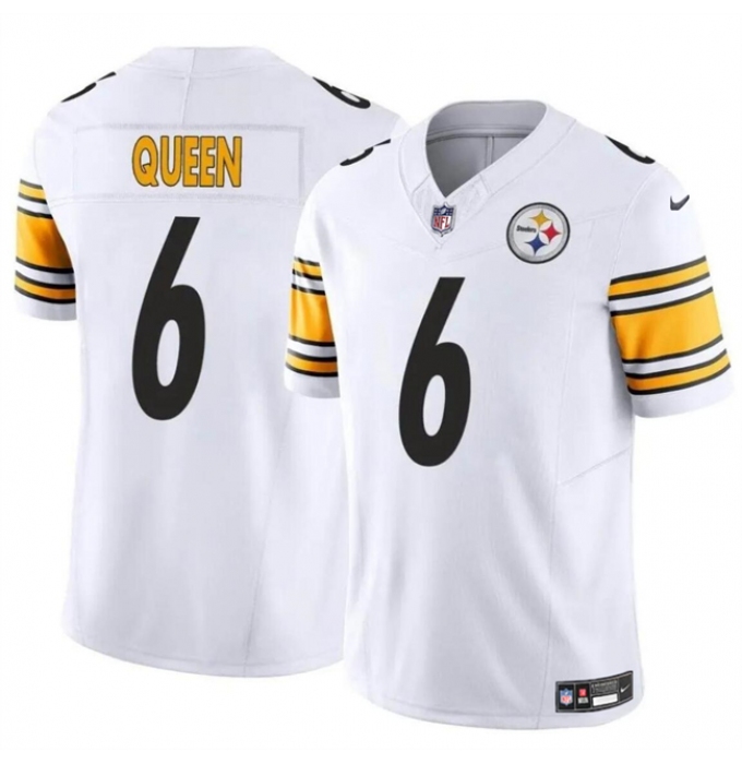 Men's Pittsburgh Steelers #6 Patrick Queen White 2024 F.U.S.E. Alternate Vapor Untouchable Limited Stitched Jersey