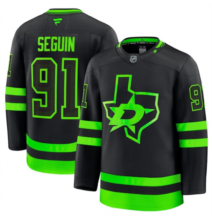 Men's Dallas Stars #91 Tyler Seguin Black 2024-25 Alternate Stitched Hockey Jersey