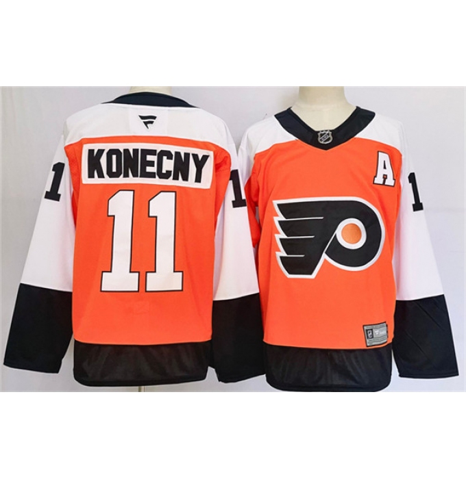 Men's Philadelphia Flyers #11 Travis Konecny Orange 2024 Stitched Jersey