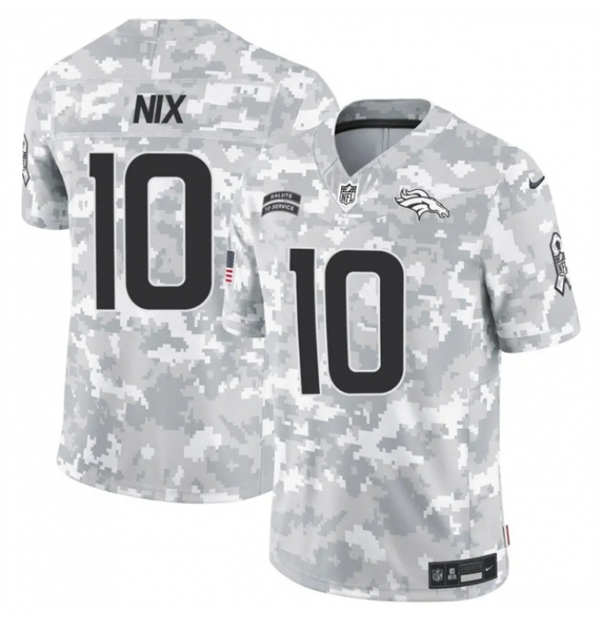 Men's Denver Broncos #10 Bo Nix 2024 F.U.S.E Arctic Camo Salute To Service Limited Stitched Football Jersey