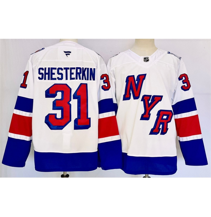 Men's New York Rangers #31 Igor Shesterkin White 2024-25 Stadium Series Stitched Jersey