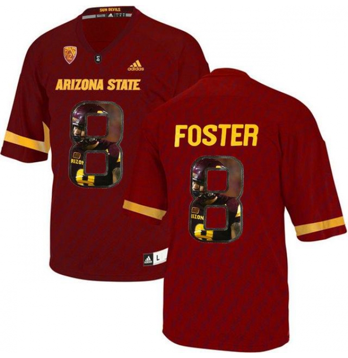 Arizona State Sun Devils #8 D.J. Foster Red Team Logo Print College Football Jersey6