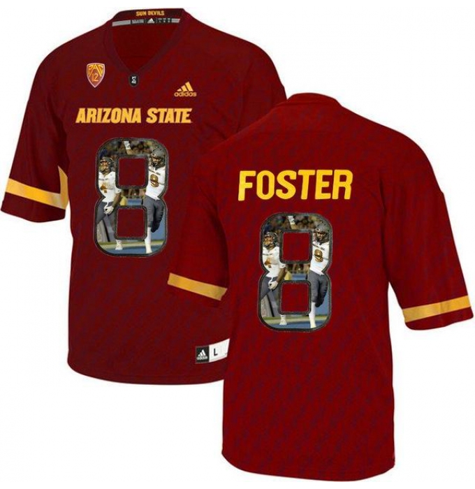 Arizona State Sun Devils #8 D.J. Foster Red Team Logo Print College Football Jersey7