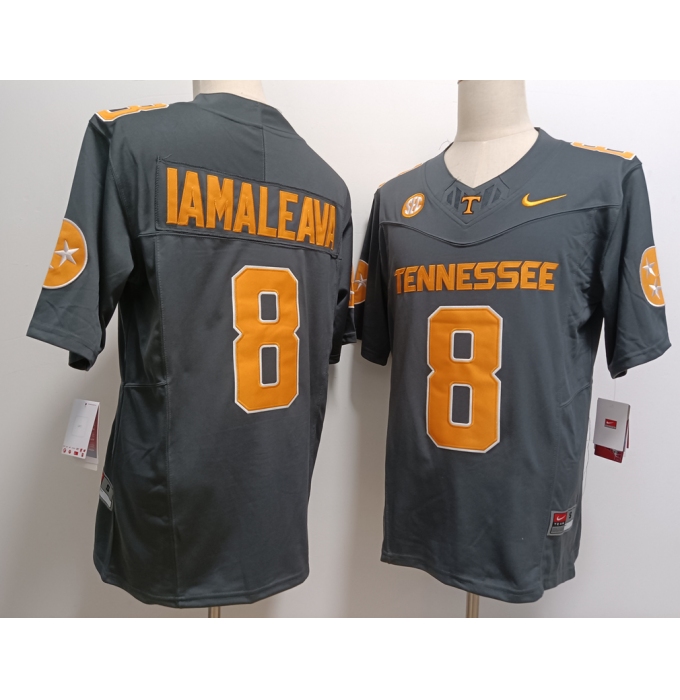 Men's Tennessee Volunteers #8 Nico Iamaleava Grey FUSE College Stitched Jersey