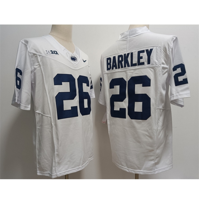 Men's Penn State Nittany Lions #26 Saquon Barkley White Stitched Jersey