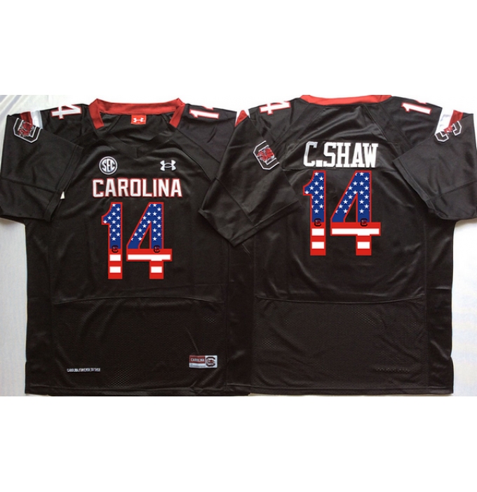 South Carolina Gamecocks #14 C.Shaw Black USA Flag College Jersey