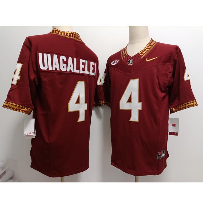 Men's Florida State Seminoles #4 DJ Uiagalelei Red FUSE College Stitched Jersey