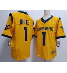 Men's West Virginia Mountaineers #1 Jahiem White Yellow FUSE College Stitched Jersey