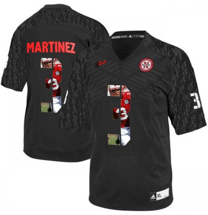 Nebraska Cornhuskers #3 Taylor Martinez Black With Portrait Print College Football Jersey