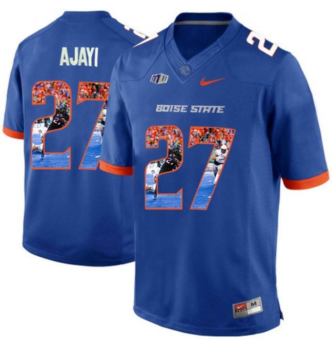 Boise State Broncos #27 Jay Ajayi Blue With Portrait Print College Football Jersey2