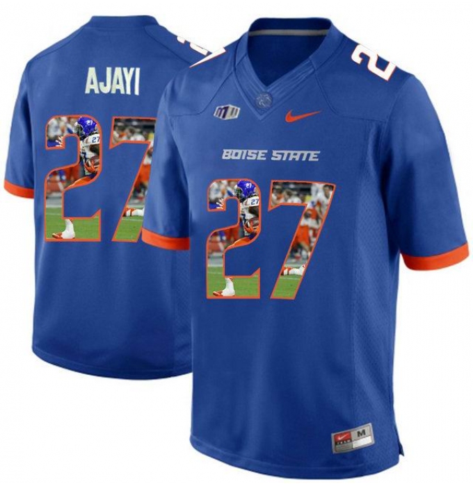 Boise State Broncos #27 Jay Ajayi Blue With Portrait Print College Football Jersey3