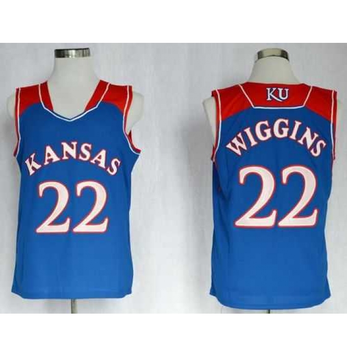 Kansas Jayhawks #22 Andrew Wiggins Blue Basketball Stitched NCAA Jersey