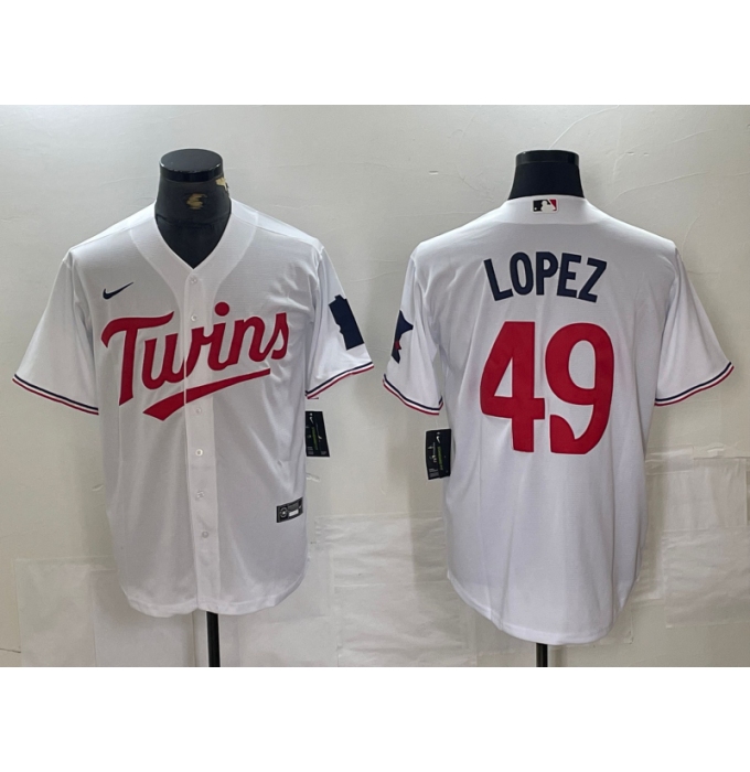 Men's Minnesota Twins #49 Pablo Lopez White Stitched MLB Cool Base Nike Jersey