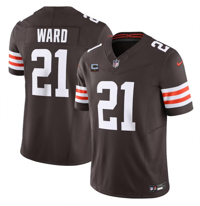 Men's Cleveland Browns #21 Denzel Ward Brown 2024 F.U.S.E. With 1-Star C Vapor Untouchable Limited Stitched Jersey