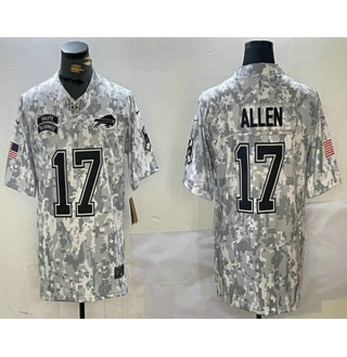 Men's Buffalo Bills #17 Josh Allen 2024 FUSE Arctic Camo Salute to Service Limited Stitched Jersey