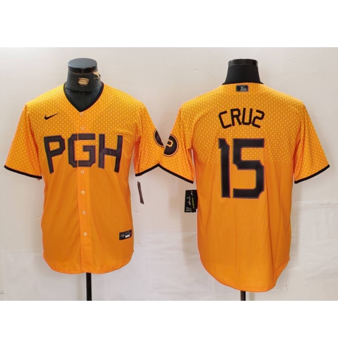 Men's Pittsburgh Pirates #15 Oneil Cruz Yellow 2023 City Connect Stitched Jersey