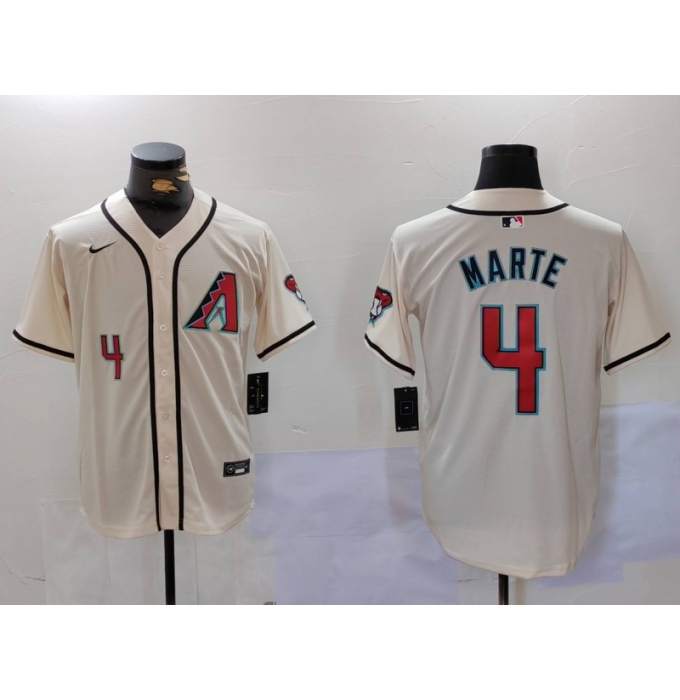 Men's Arizona Diamondback #4 Ketel Marte Number Cream Cool Base Limited Stitched Jersey