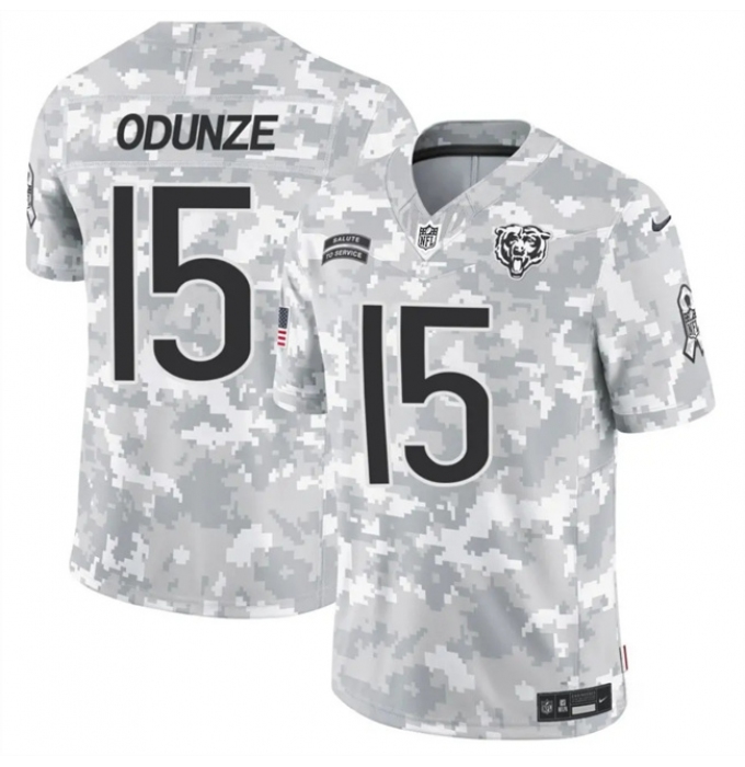 Men's Chicago Bears #15 Rome Odunze 2024 F.U.S.E Arctic Camo Salute To Service Limited Stitched Football Jersey