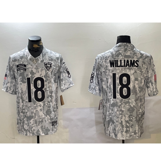 Men's Chicago Bears #18 Caleb Williams Arctic Camo 2024 FUSE Salute to Service Limited Stitched Jersey