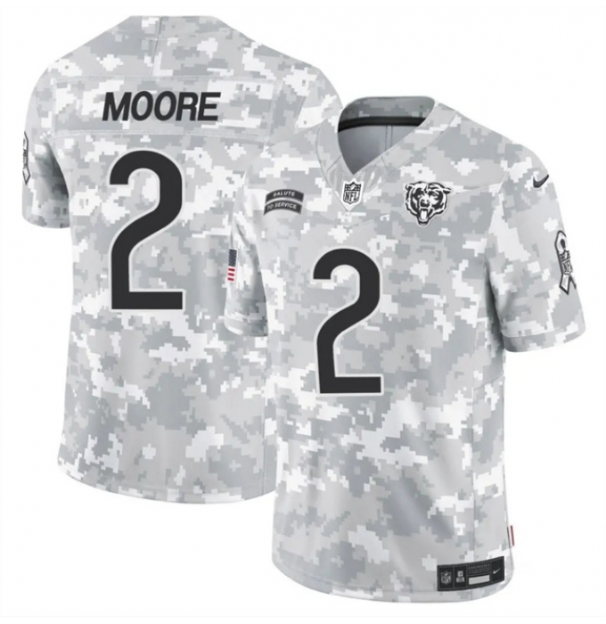 Men's Chicago Bears #2 DJ Moore 2024 F.U.S.E Arctic Camo Salute To Service Limited Stitched Football Jersey