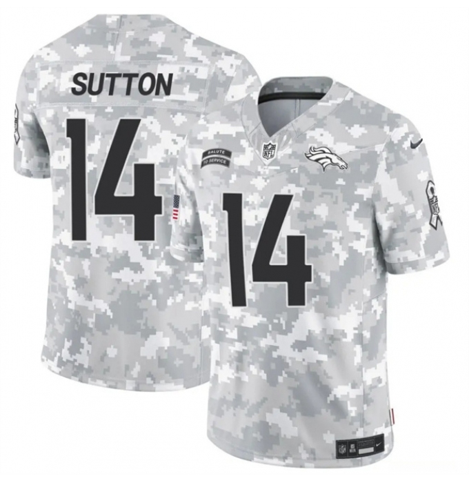 Men's Denver Broncos #14 Courtland Sutton 2024 F.U.S.E Arctic Camo Salute To Service Limited Stitched Football Jersey