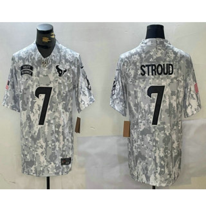 Men's Houston Texans #7 CJ Stroud 2024 FUSE Arctic Camo Salute to Service Limited Stitched Jersey