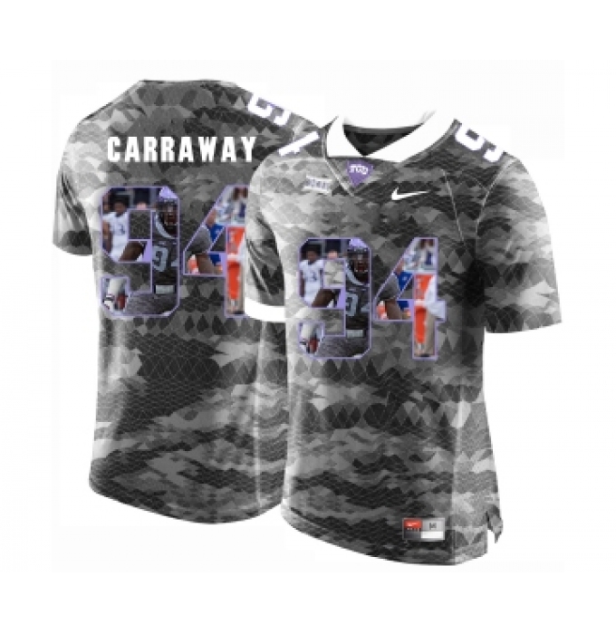 TCU Horned Frogs 94 Josh Carraway Gray With Portrait Print College Football Limited Jersey