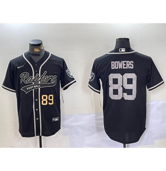 Men's Las Vegas Raiders #89 Brock Bowers Black Cool Base Stitched Baseball Jerseys