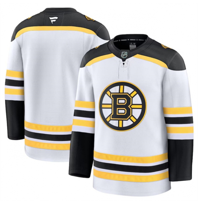 Men's Boston Bruins Blank White 2024-25 Away Stitched Hockey Jersey