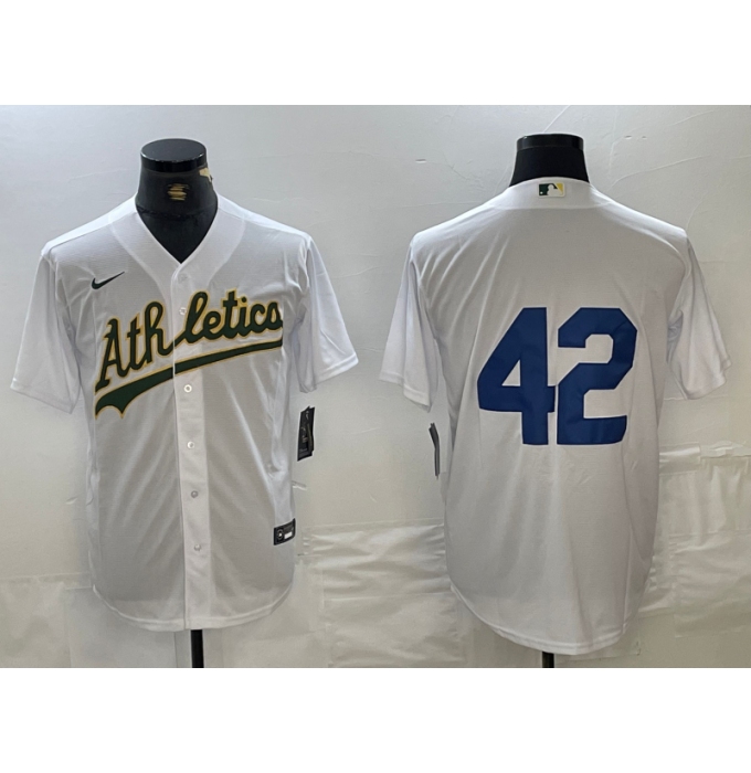 Men's Oakland Athletics #42 Jackie Robinson White Cool Base Stitched Baseball Jersey