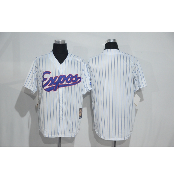 Mitchell And Ness Montreal Expos Blank White Strip Throwback Stitched Baseball Jersey