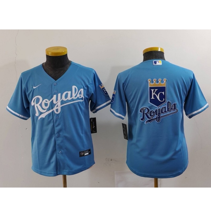 Youth Kansas City Royals Blank Light Blue Cool Base Stitched Jerseys