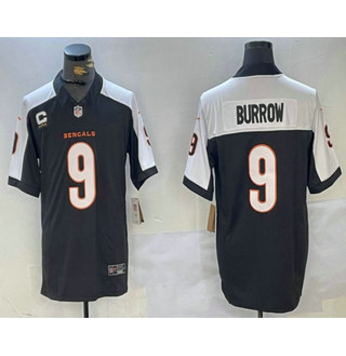 Men's Cincinnati Bengals #9 Joe Burrow Black Thanksgiving FUSE Vapor Limited Stitched Jersey