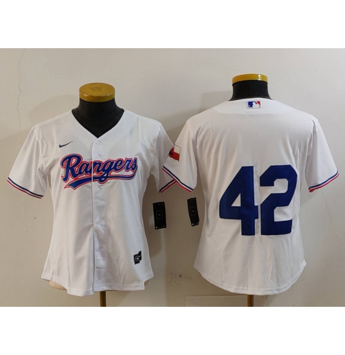 Women's Texas Rangers #42 Jackie Robinson White Cool Base Stitched Baseball Jersey