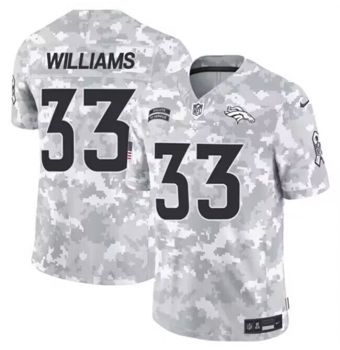 Men's Denver Broncos #33 Javonte Williams 2024 F.U.S.E Arctic Camo Salute To Service Limited Stitched Football Jersey