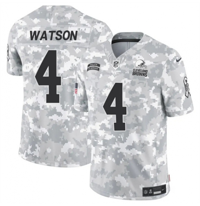 Men's Cleveland Browns #4 Deshaun Watson 2024 F.U.S.E Arctic Camo Salute To Service Limited Stitched Football Jersey