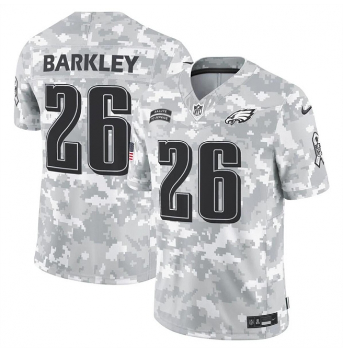 Men's Philadelphia Eagles #26 Saquon Barkley 2024 F.U.S.E Arctic Camo Salute To Service Limited Stitched Football Jersey