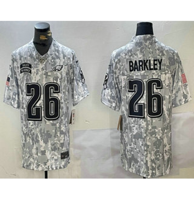 Men's Philadelphia Eagles #26 Saquon Barkley 2024 FUSE Arctic Camo Salute to Service Limited Stitched Jersey