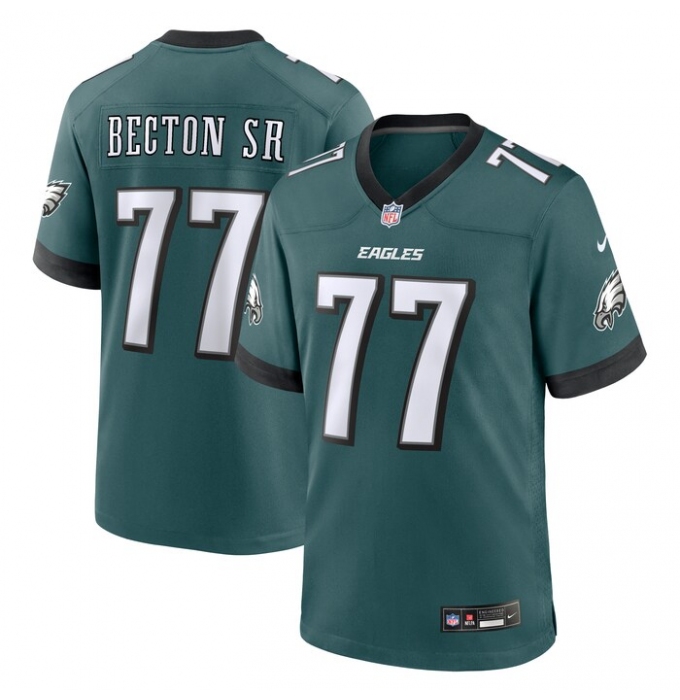 Men's Philadelphia Eagles #77 Mekhi Becton Sr. Midnight Green Nike Game Jersey