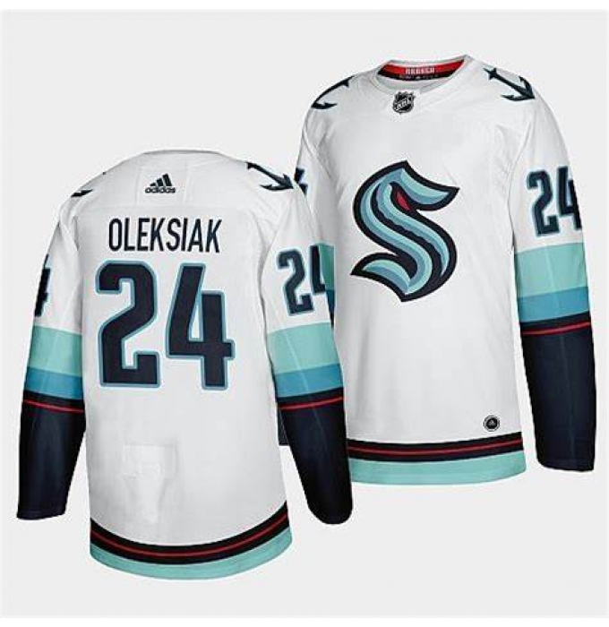 Men's Seattle Kraken #24 Jamie Oleksiak Away White Jersey