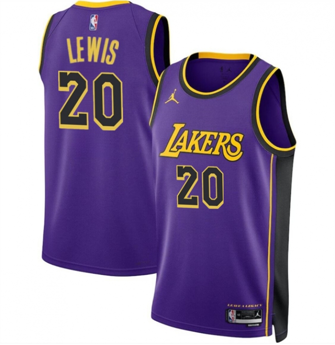 Men's Los Angeles Lakers #20 Maxwell Lewis Purple 2024 Statement Edition Stitched Basketball Jersey