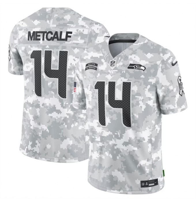 Men's Seattle Seahawks #14 DK Metcalf 2024 Arctic Camo Salute To Service Limited Stitched Football Jersey