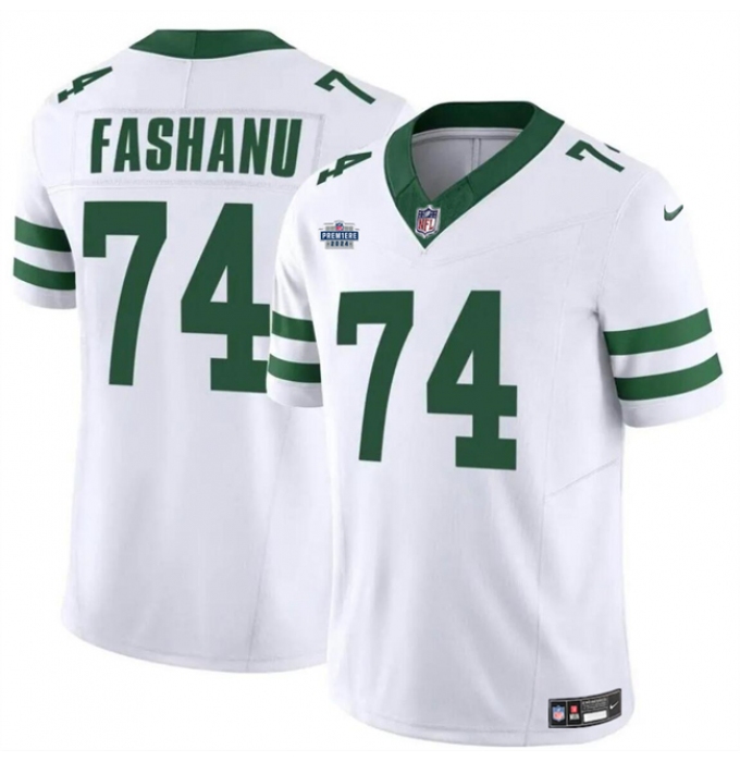 Men's New York Jets #74 Olu Fashanu White 2024 F.U.S.E. With Draft Vapor Limited Stitched Jersey