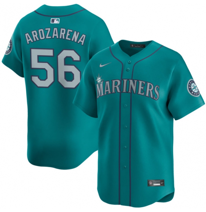 Men's Seattle Mariners #56 Randy Arozarena Aqua Alternate Limited Stitched jersey