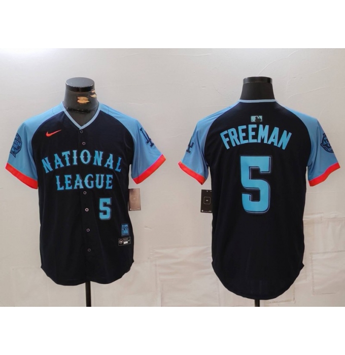 Men's Los Angeles Dodgers #5 Freddie Freeman Number Navy 2024 All Star Limited Stitched Jersey