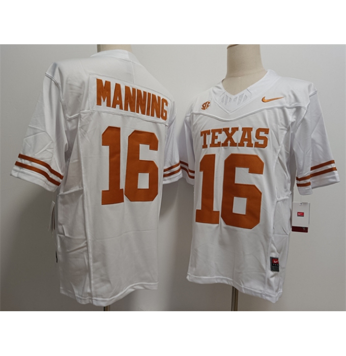 Men's Texas Longhorns #16 Peyton Manning White F.U.S.E Stitched Jersey