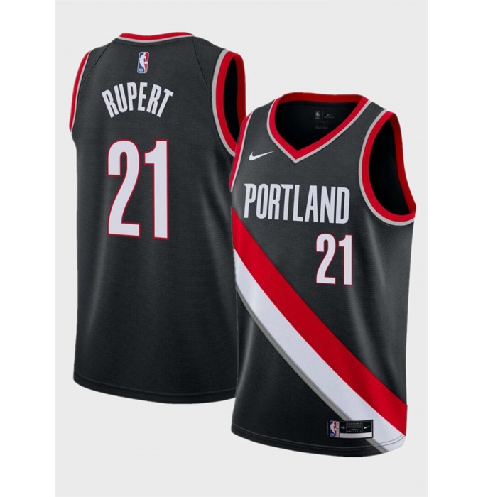 Men's Portland Trail Blazers #21 Rayan Rupert Black Icon Edition Stitched Basketball Jersey