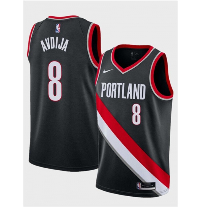 Men's Portland Trail Blazers #8 Deni Avdija Black Icon Edition Stitched Basketball Jersey